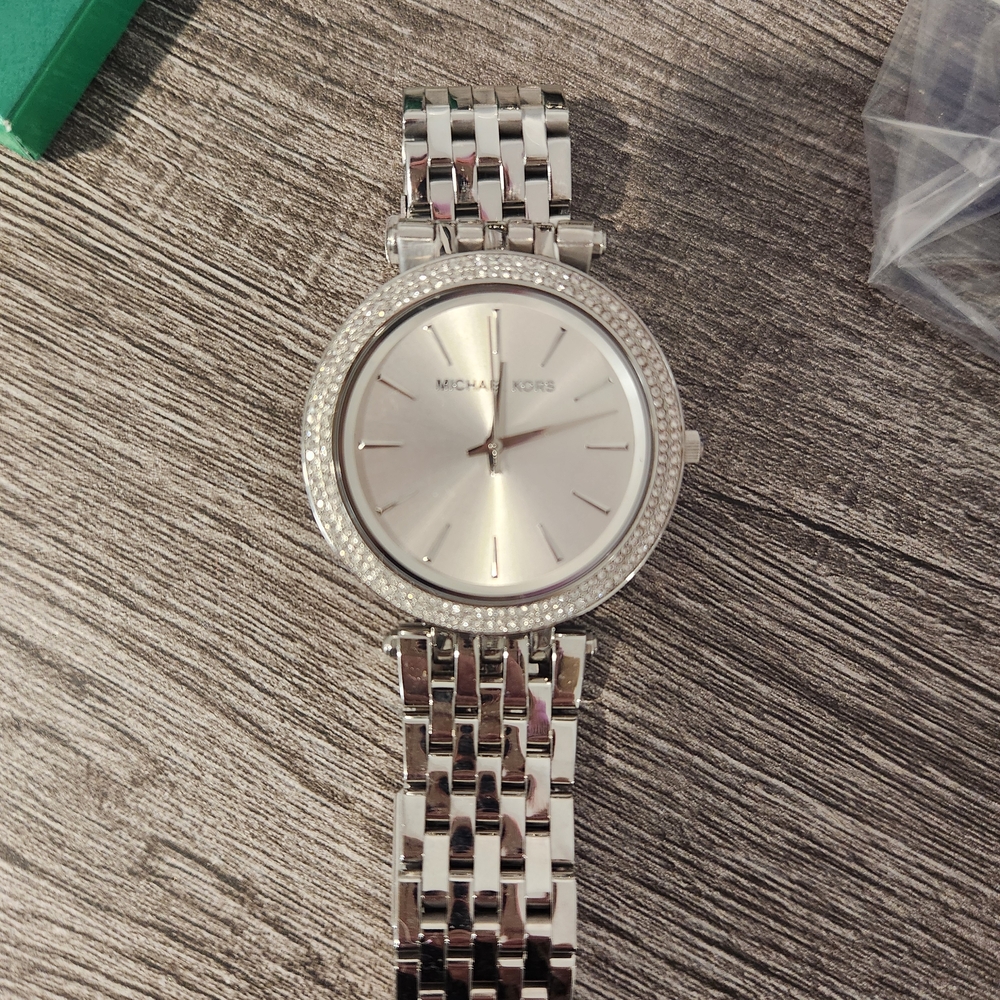 Michael Kors Silver Stainless Steel Watch with Crystal Accents Like New